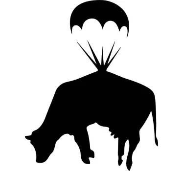 Banksy Kuh mit Fallschirm Wandaufkleber - TenStickers