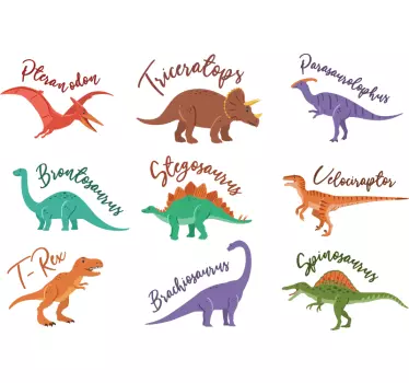 Dinosaurier mit Namen Wandtattoo Kinderzimmer - TenStickers