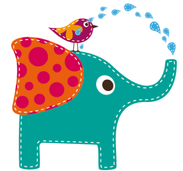 Elefant und Vogel Aufkleber - TenStickers