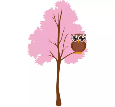 Wandtattoo Eule in rosa Baum - TenStickers