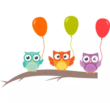 Eulen mit Luftballons Wandtattoo - TenStickers