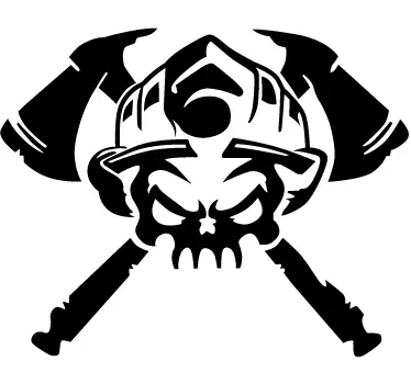 Totenkopf mit Feuerwehrhelm Wandtattoo Jugendzimmer - TenStickers