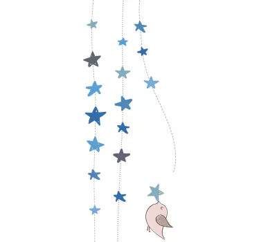 Hängende Sterne und Vogel Wandaufkleber - TenStickers