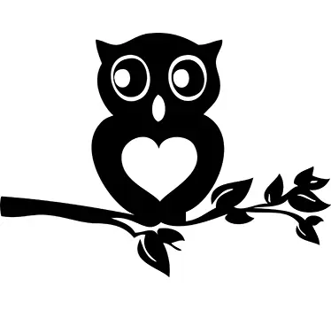 Wandtattoo Ast mit Eule und Herz - TenStickers