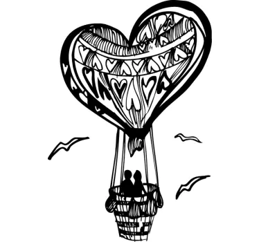 Herz Heißluftballon Sticker - TenStickers