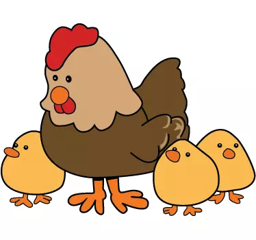 Huhn mit Kücken Sticker - TenStickers