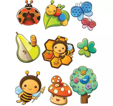 Insekten und Blumen Aufkleber - TenStickers