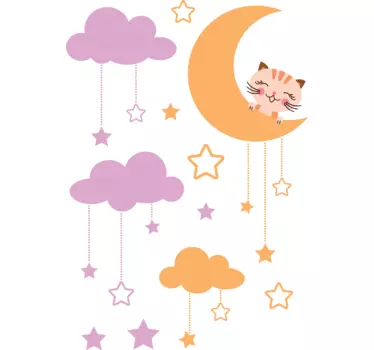 Katze auf dem Mond Aufkleber - TenStickers