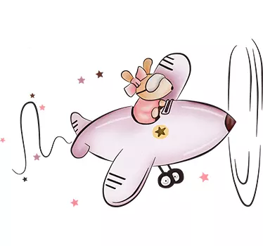 Kleine Maus im Flugzeug Wandtattoo - TenStickers