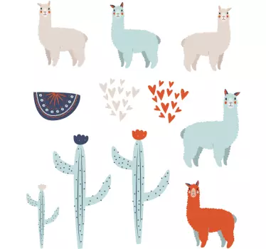 Lamas Tier Wandtattoo Set - TenStickers