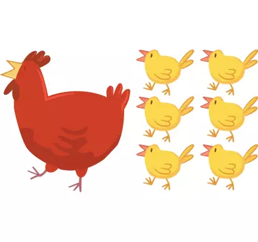 Mutter Huhn und Kinder Aufkleber - TenStickers