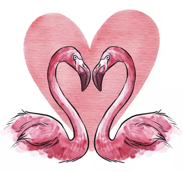 Wandtattoo Schlafzimmer Flamingo Herz Liebe Love - TenStickers