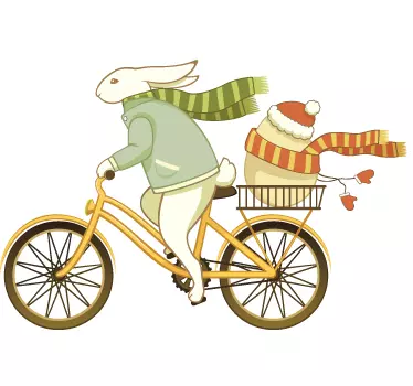 Osterhase auf Fahrrad Aufkleber - TenStickers