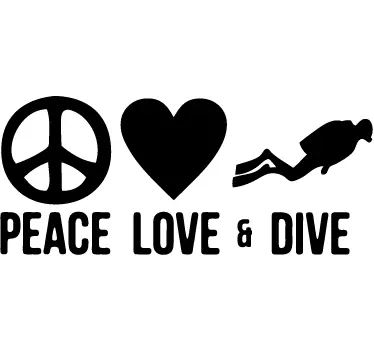 Peace Love & Dive Sticker - TenStickers