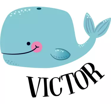 Personalisierbares glücklicher Wal Wandtattoo - TenStickers