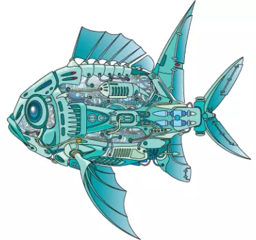 Roboter Fisch Aufkleber - TenStickers