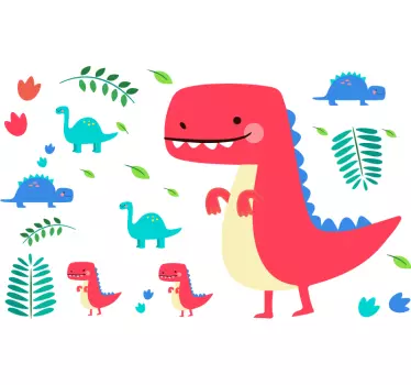 Roter dinosaurier wandaufkleber - TenStickers