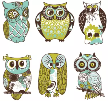 Sechs Eulen Aufkleber - TenStickers