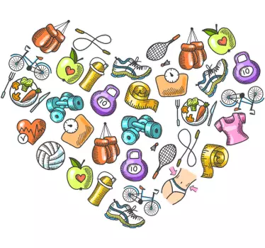 Sticker sport herz fitness kollektion - TenStickers