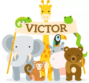 Personalisierbares Wildtiere Banner Kinder Wandtattoo - TenStickers