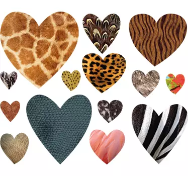 Pack von 14 Tier Print Herz Sticker - TenStickers
