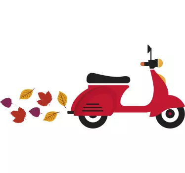 Vespa mit Blättern Aufkleber - TenStickers