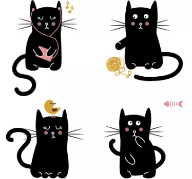 Vier schwarze Katzen Wandtattoo Kinderzimmer - TenStickers