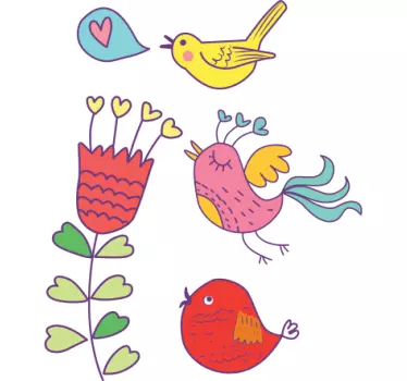 Vogel und Blume Wandtattoo - TenStickers