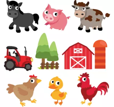 Wandtattoo Bauernhof Nutztiere - TenStickers