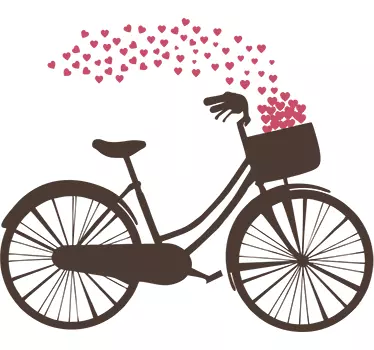 Wandtattoo Fahrrad mit Herzen - TenStickers