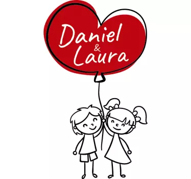 Wandtattoo Herzballon personalisierbar - TenStickers