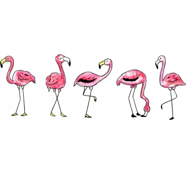 Bordüre selbstklebend Flamingo Zeichnung - TenStickers