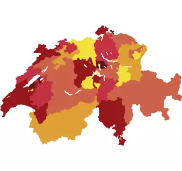 Wandtattoo Wohnzimmer Schweizer Kantone Karte - TenStickers