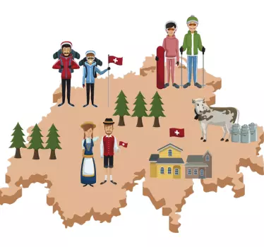Wandtattoo für Zuhause Schweizer Kultur Karte - TenStickers