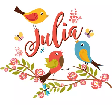 Personalisierter Aufkleber Vögel Blumen personalisiert - TenStickers