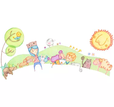 Wandtattoo Kinder mit Tieren Buntstift - TenStickers