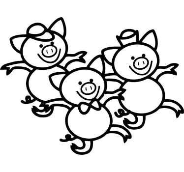 Wandtattoo Kinderzimmer drei kleine Schweine - TenStickers