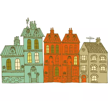 Wandtattoo Kinderzimmer Häusersammlung - TenStickers