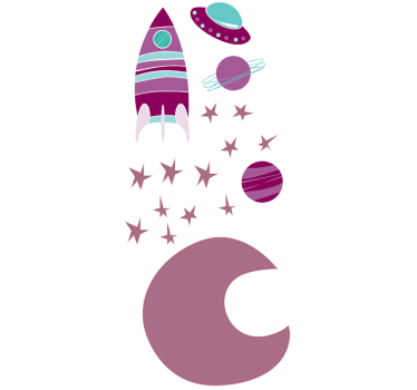 Wandtattoo Kinderzimmer Weltraum Lila - TenStickers
