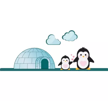 Wandtattoo Pinguin mit Iglu - TenStickers