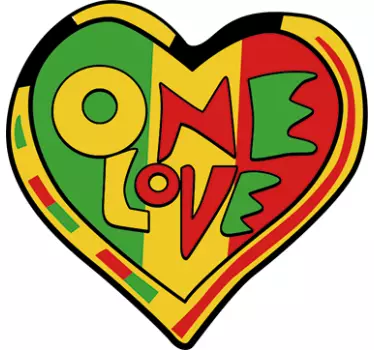 Wandtattoo Rasta Herz One Love - TenStickers