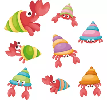 Wandtattoo Fisch bunte Krabben - TenStickers