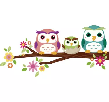 Wandtattoo für Zuhause Eulen auf einem baum - TenStickers
