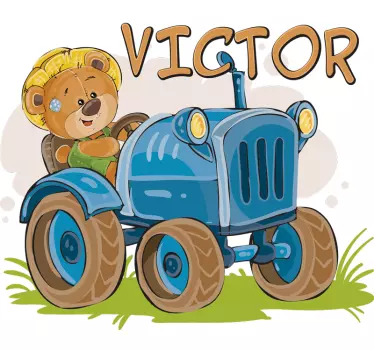 Wandtattoo für Zuhause Teddybär Traktor personalisierbar - TenStickers