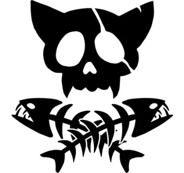 Wandtattoo Totenkopf Piratenkatze - TenStickers