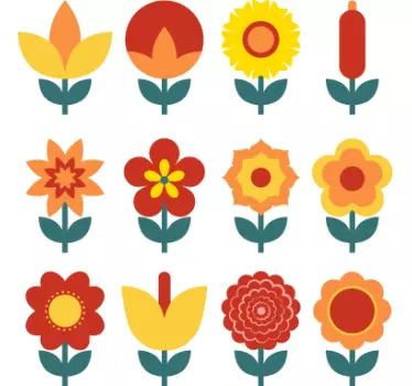 Wandtattoo Wohnzimmer Blumensammlung - TenStickers