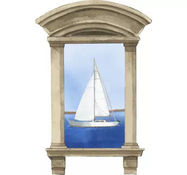 Fenster mit Segelboot - TenStickers