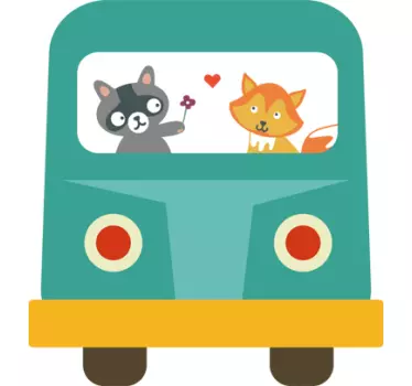 Waschbär und Fuchs im Bus Aufkleber - TenStickers