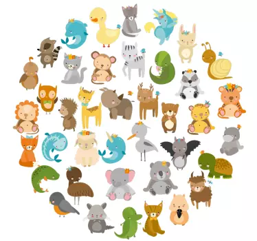 Zootiere kreis wandtattoo - TenStickers