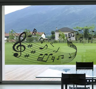 Wandtattoo geschwungene Notenlinie mit Noten - TenStickers